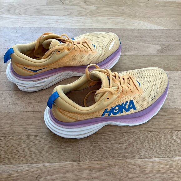 Hoka One One Yellow and Blue Athletic Shoes - Picture 5 of 13